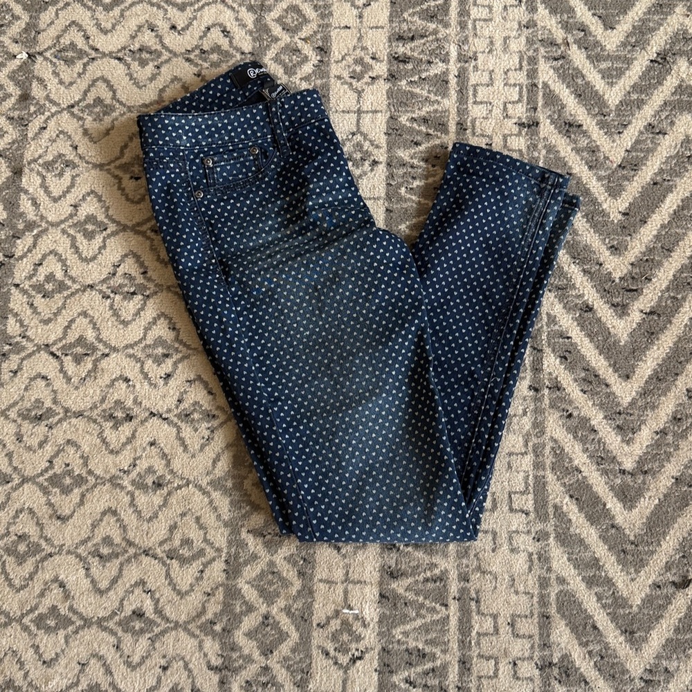 Rewash Navy Blue Pants with White Heart Pattern